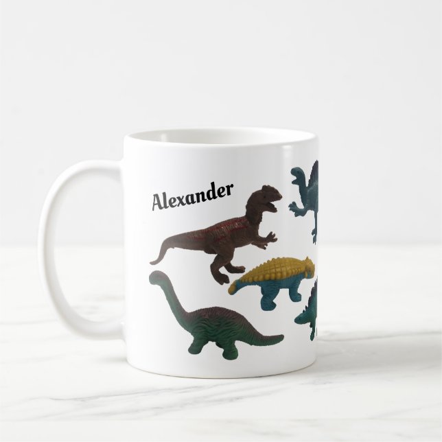 Mug Collage de dinosaures en plastique avec nom (Gauche)