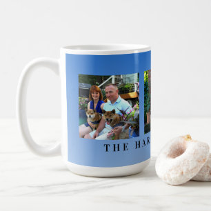 Mug Collage de la famille de photos Blue 3 personnalis