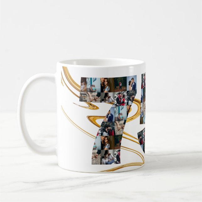 Mug Collage de photos cadeaux de 75 ans par année (Gauche)