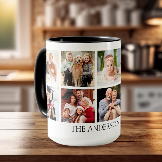 Mug Collage de photos de famille - Choisissez votre co (Customize to change text size, style or color.)