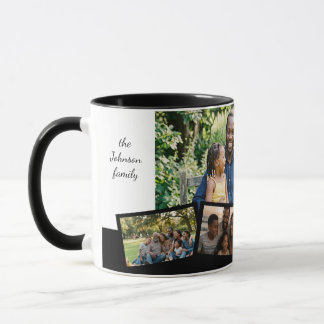 Mug Collage de photos de famille - Cinq photos + Texte