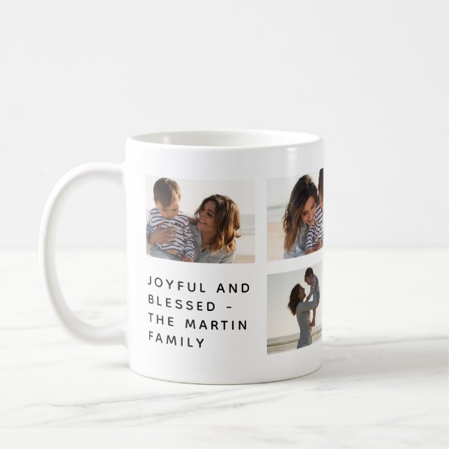 Mug Collage de photos de famille joyeux et bénis (Gauche)