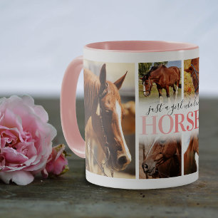 Mug Collage de photos de fille aux chevaux