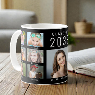 Mug Collage de photos de fin d'études noir Diplômé