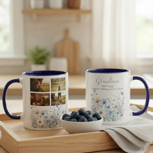 Mug Collage de photos de grand-mère florale – Cadeau p