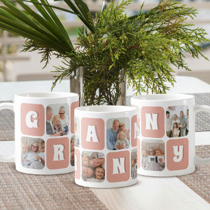 Mug Collage de photos de grand-mère Texte Rétro 6 Modè