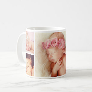 Mug Collage de photos de nouveau-né bébé fille