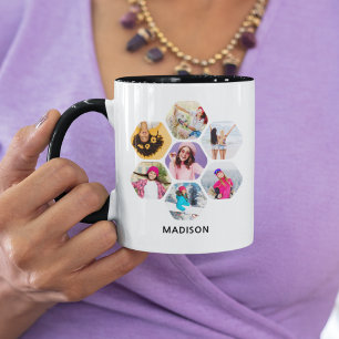 Mug Collage de photos en hexagone personnalisé avec no