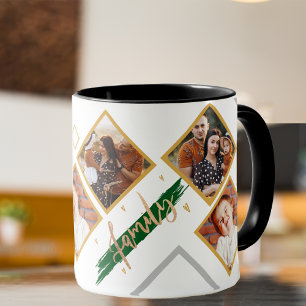 Mug Collage de photos multiples de famille Coeur Scrip