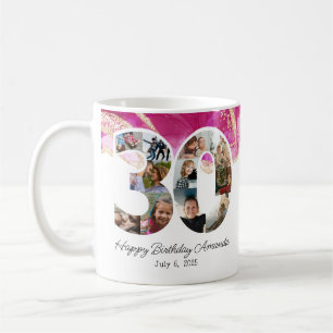 Mug Collage de photos rose numéro 30 - 30e anniversair