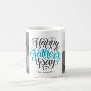 Mug Collage heureux de photo de lettrage de main de