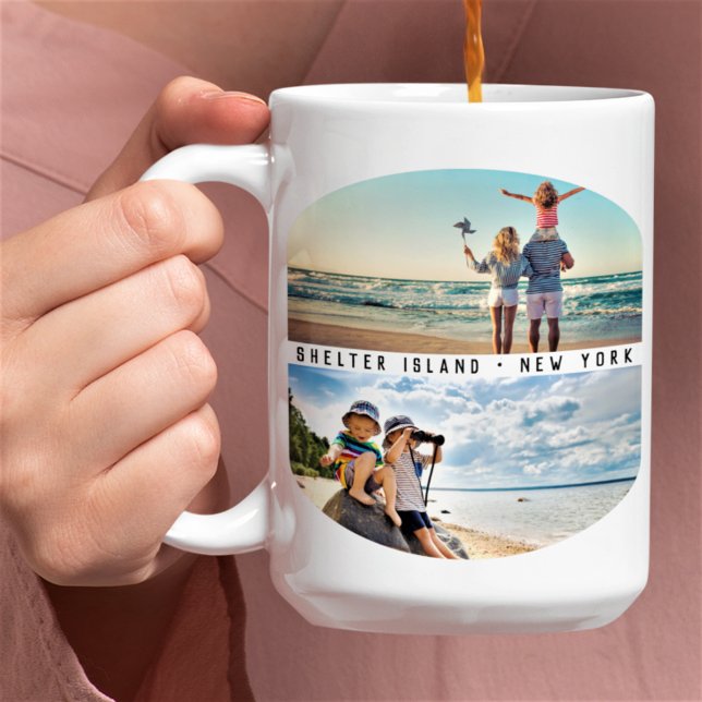 Mug Collage moderne de 4 photos | Garde vacances en fa (Créateur téléchargé)