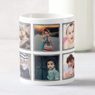 Mug Collage photo bébé personnalisé Elégant Argent