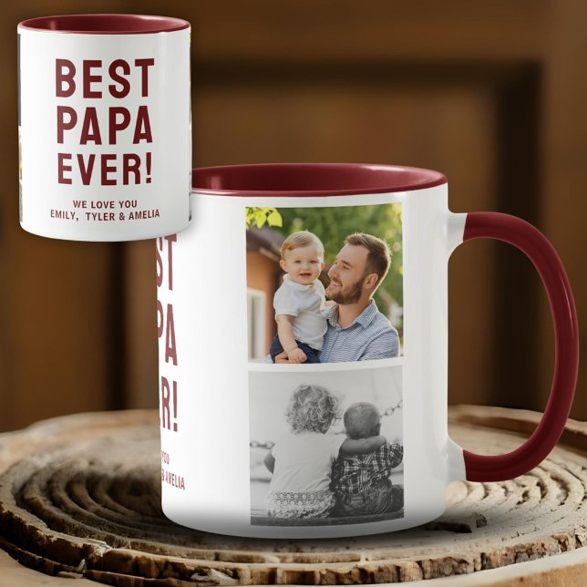 Mug Collage photo Best Papa Ever 4 (Créateur téléchargé)