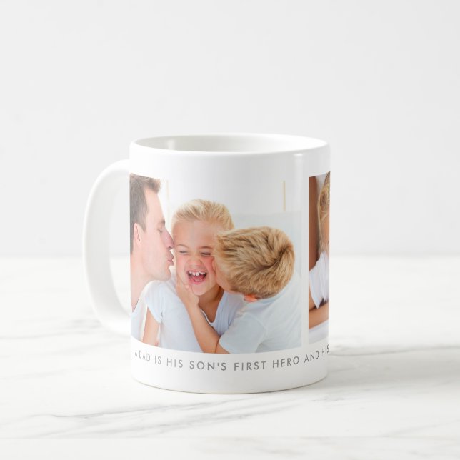 Mug Collage photo blanc deux avec message personnalisé (Devant gauche)