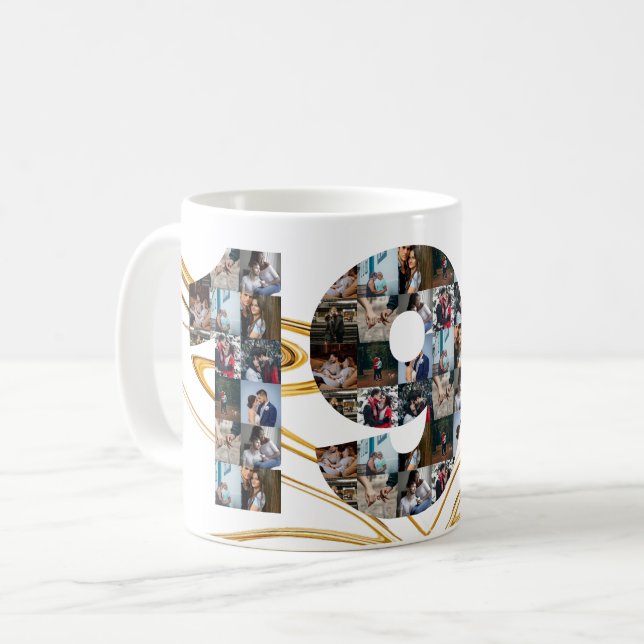Mug Collage photo Cadeaux de 19 ans par année co (Devant gauche)