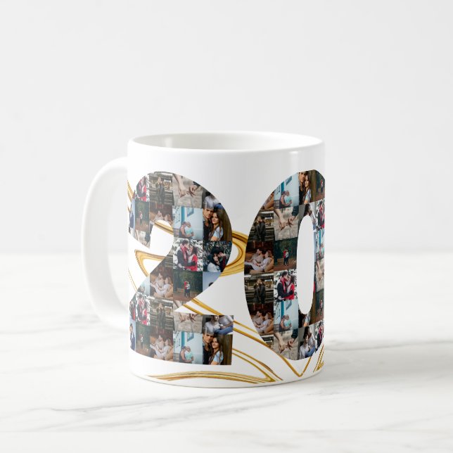 Mug Collage photo Cadeaux de 20 ans par année (Devant gauche)