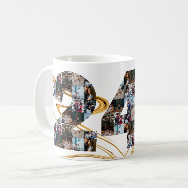 Mug Collage photo Cadeaux de 24 ans par année (Devant gauche)