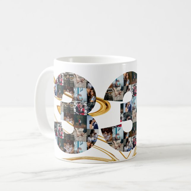 Mug Collage photo Cadeaux de 33 ans par année (Devant gauche)