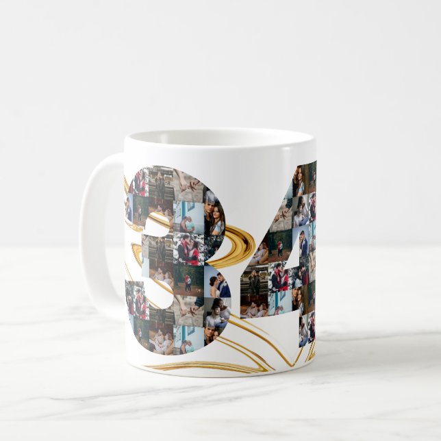 Mug Collage photo Cadeaux de 34 ans par année (Devant gauche)