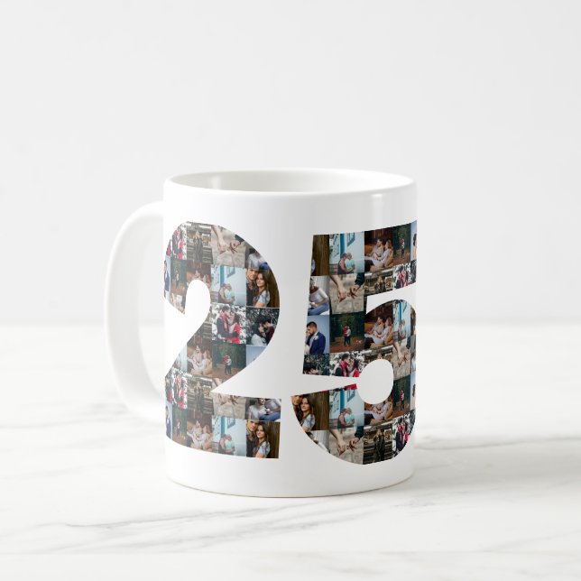 Mug Collage photo Cadeaux du 25e anniversaire par anné (Devant gauche)