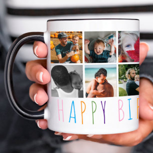 Mug Collage photo d'anniversaire moderne coloré 14