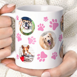 Mug Collage photo de 8 chiens avec empreinte de patte