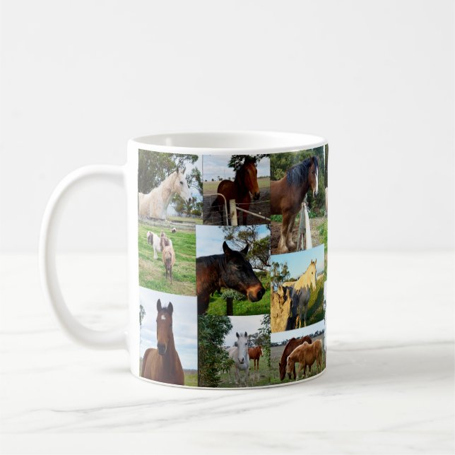 Mug Collage photo de cheval, (Gauche)