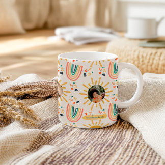 Mug Collage photo de famille Boho Rainbow Morning Suns