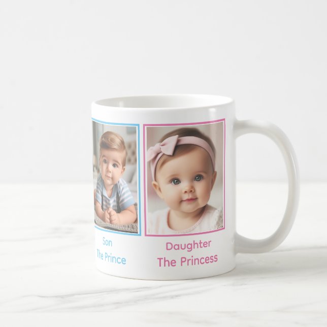 Mug Collage photo de famille de quatre couleurs custom (Droite)