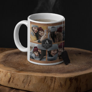 Mug Collage photo de famille en bois de grange rustiqu