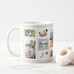 Mug Collage photo de la famille monochrome gris modern