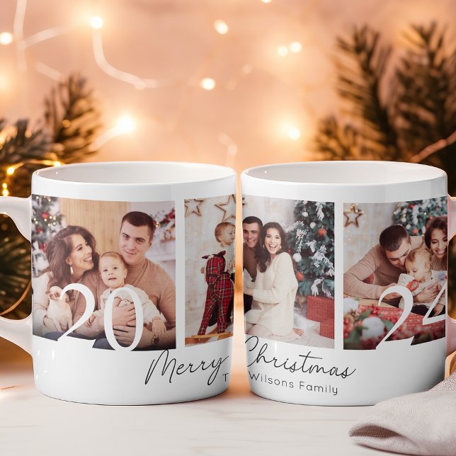 Mug Collage photo de Noël de famille élégant (Créateur téléchargé)