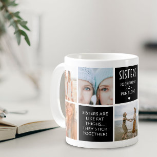 Mug Collage photo de sœurs mignonnes et bloc de citati