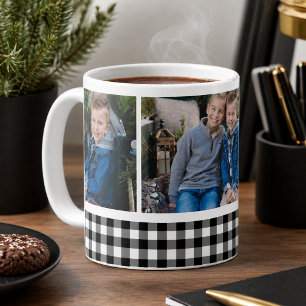 Mug Collage photo de vacances à carreaux Black Buffalo