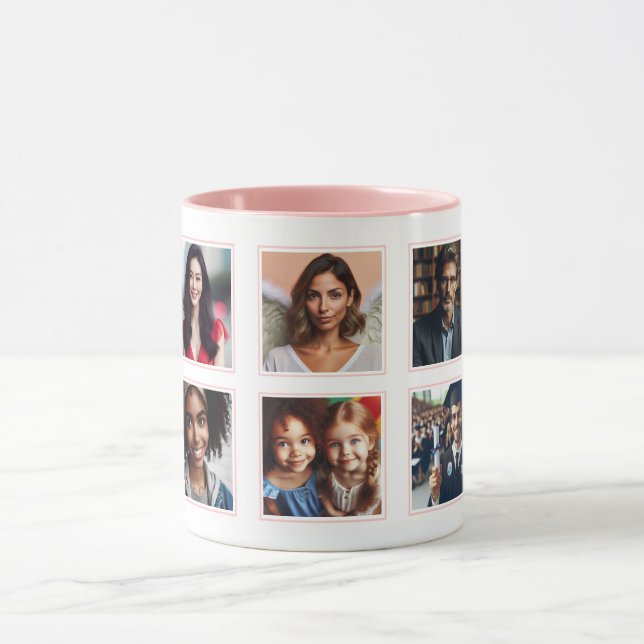 Mug Collage photo élégant customisé Lumière Pastel ros (Centre)