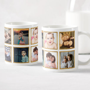 Mug Collage Photo Famille Personnalisée Or glamour