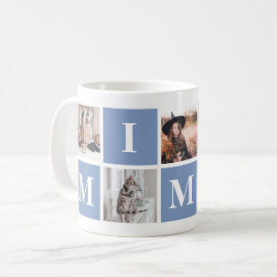 Mug Collage photo grand-mère bleu Mimi