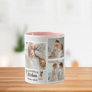 Mug Collage Photo & Grand-Mère Cuisine Toujours Ouvert
