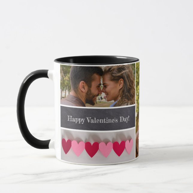 Mug Collage photo Heureuse Sainte-Valentin personnalis (Gauche)