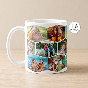 Mug Collage photo Hexagone 16 Motif Moderne enveloppan