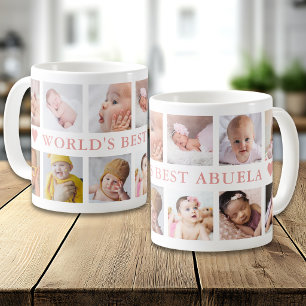 Mug Collage photo moderne 12 rose Abuela la meilleure 