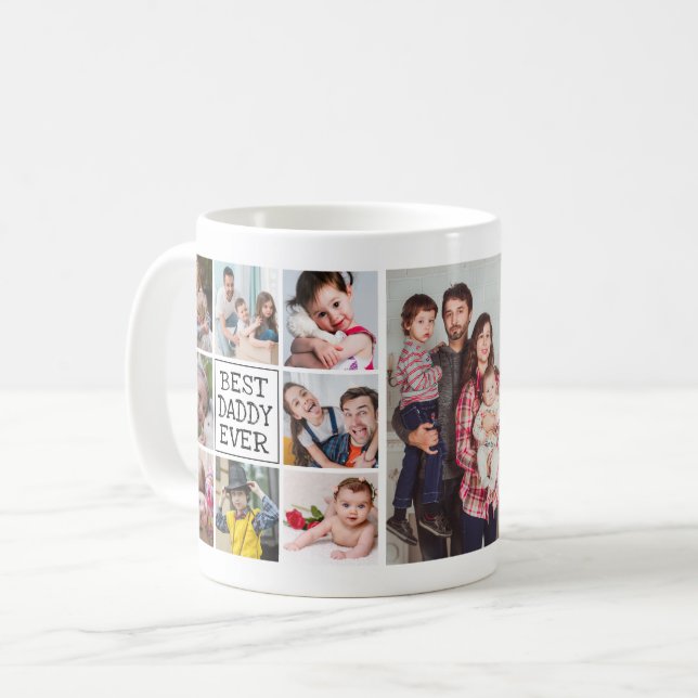 Mug Collage photo moderne| Meilleur papa (Devant gauche)