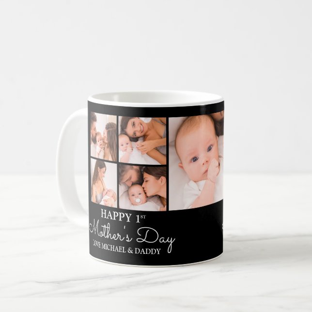 Mug Collage photo personnalisable de la première mère (Devant gauche)