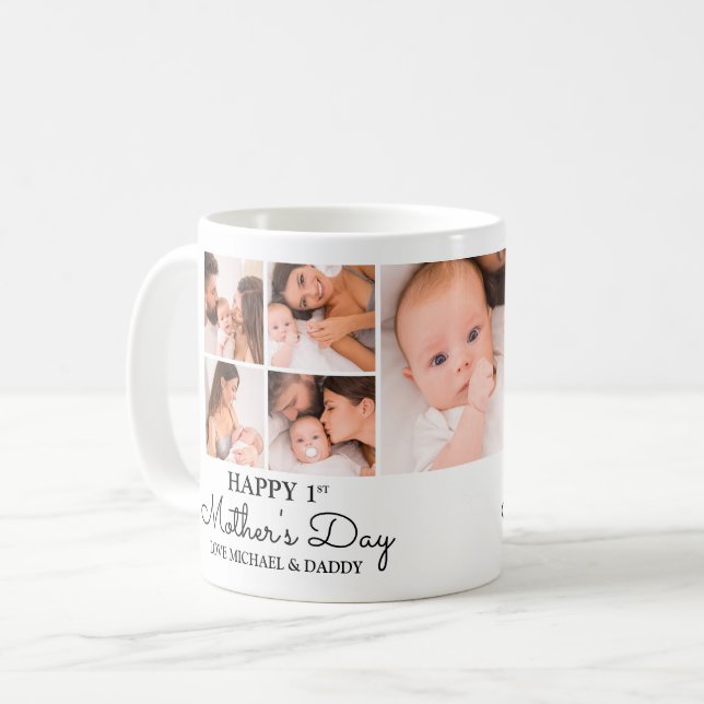 Mug Collage photo personnalisable de la première mère (Devant gauche)