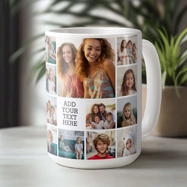 Mug Collage photo personnalisé 17 - noir - blanc (Custom Photo Mug)