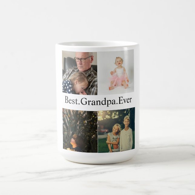 Mug Collage photo personnalisé 4 Meilleur grand-père j (Centre)