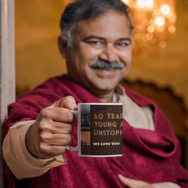 Mug Collage photo personnalisé Cadeaux d'anniversaire  (Custom Photo Collage 60th Birthday Gifts for Men Mug)