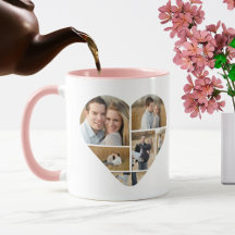 Collage photo personnalisé cœur d'amour rose migno