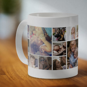 Mug Collage photo personnalisé de 19 Carrés